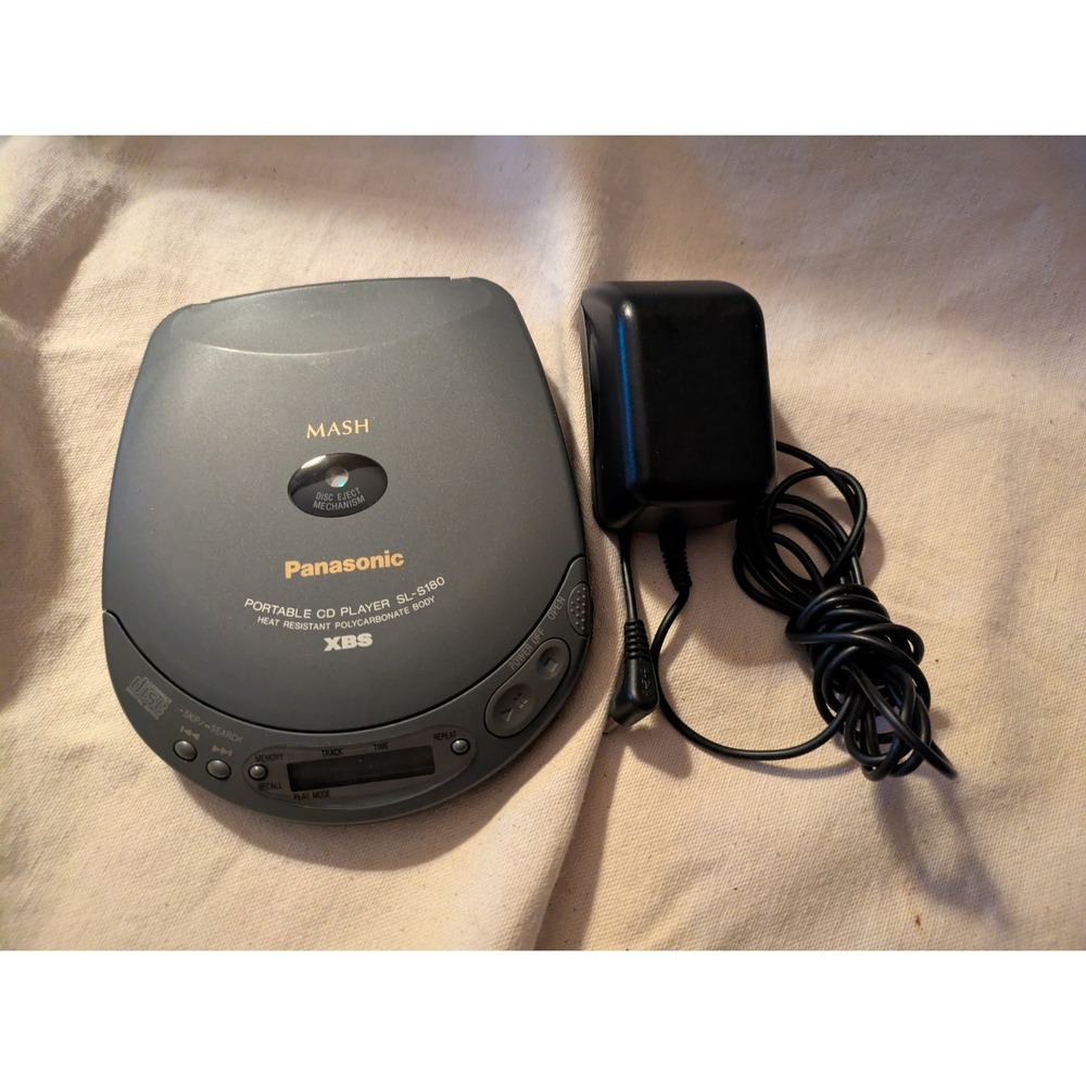 Panasonic SL-S180 Portable CD Player Gray XBS MASH 1994 with AC Adapter Working